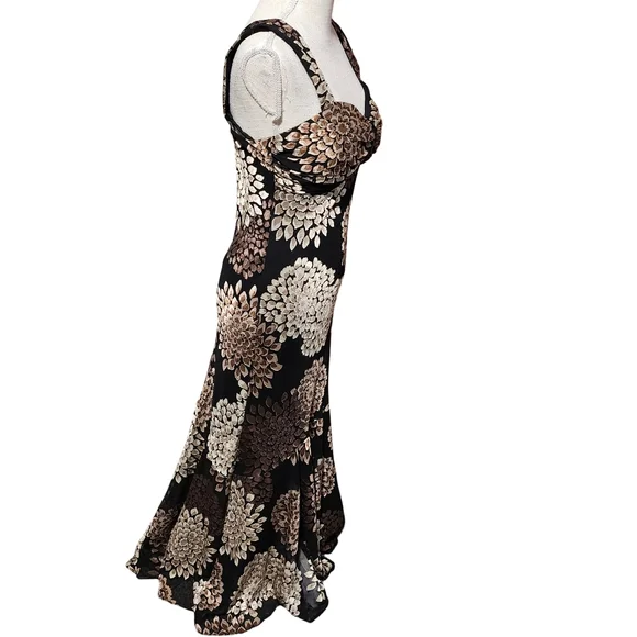 Y2K Burnout Maxi Dress Women Size 8 Black Floral Maxi Fairy Whimsy Vintage NWT - Picture 8 of 14